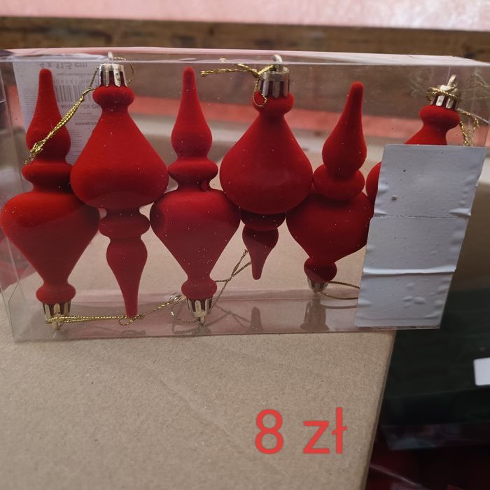Bombki choinkowe czerwone welurowe