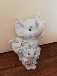 Porcelanowy Słoń i słonik gadżet prezent na szczęście