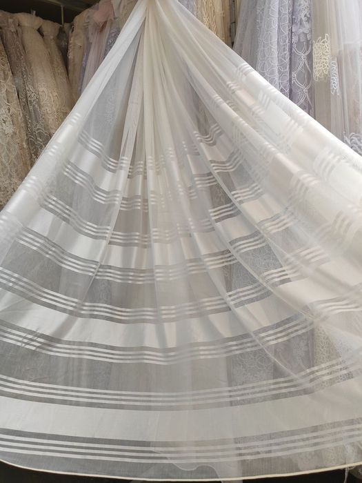 Топ! Тюль бамбук з полосами Гардины льон сітка турецька штори