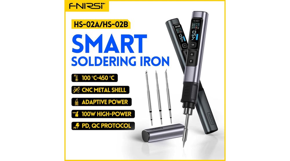 FNIRSI HS-02B 3 жала розумний портативний паяльник 100 W НАЯВНІСТЬ