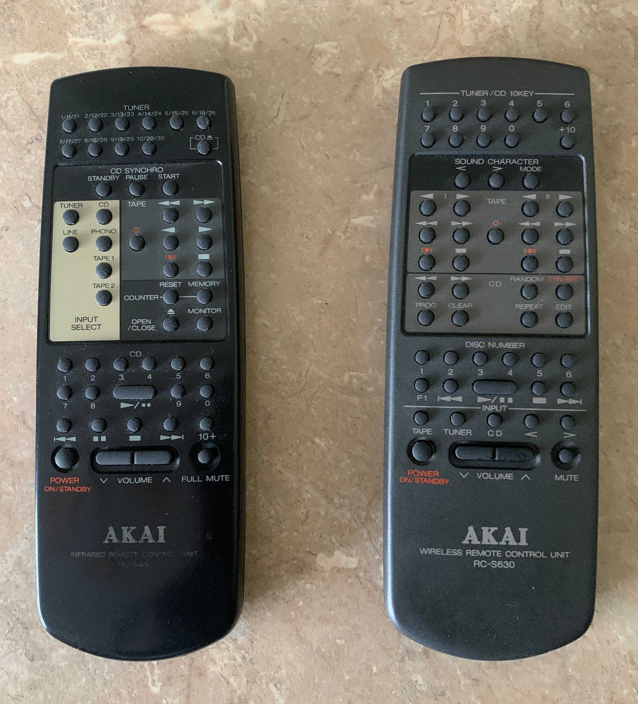 Akai RC-S49 ,RC-S630. Пульти для аудіотехніки.