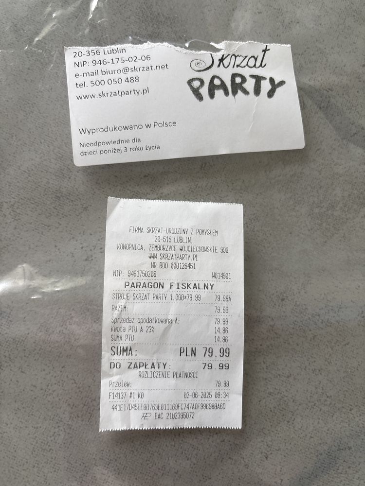 Strój jaskółki dla dziecka