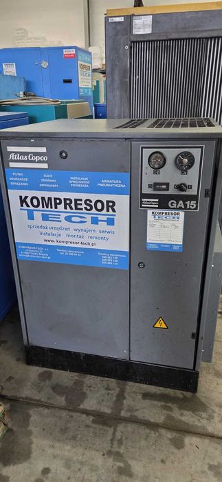 Kompresor śrubowy Atlas Copco GA 15 wersja 10 bar,  FV 23%, gwarancja,