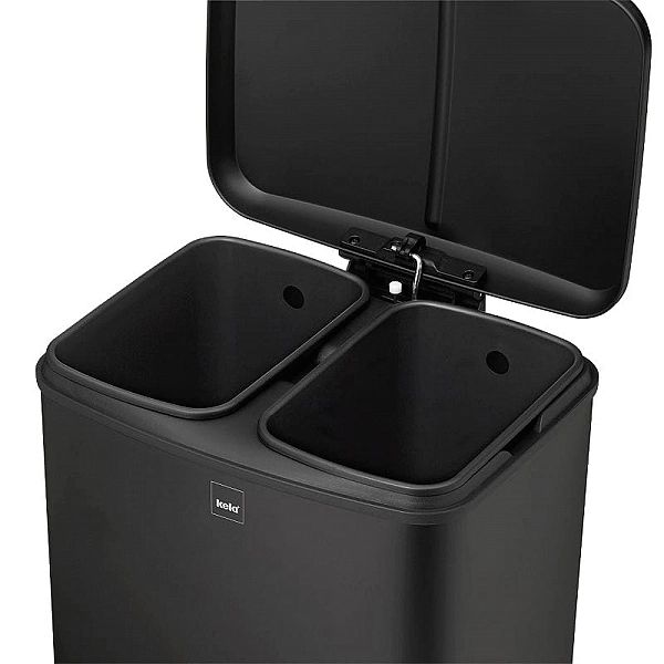 Kosz do segregacji śmieci, 2 x 12 l, 37 x 34 x 50 cm, czarny Davino /