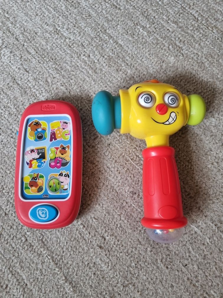 Музыкальный телефон chicco и молоток молоточек Huile Toys