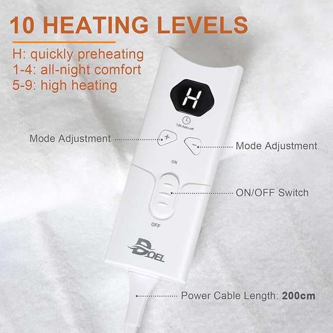 Elektryczna Koc-Mata 160x140 cm,10 Poziomów,Automatyczne Wyłączanie