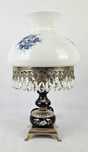 Piękna stylowa porcelanowa lampa z kryształami Włochy RETRO