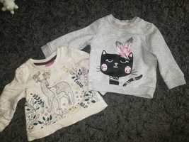 Dwie bluzy 62-68 sarenki Bambi kotek bluza