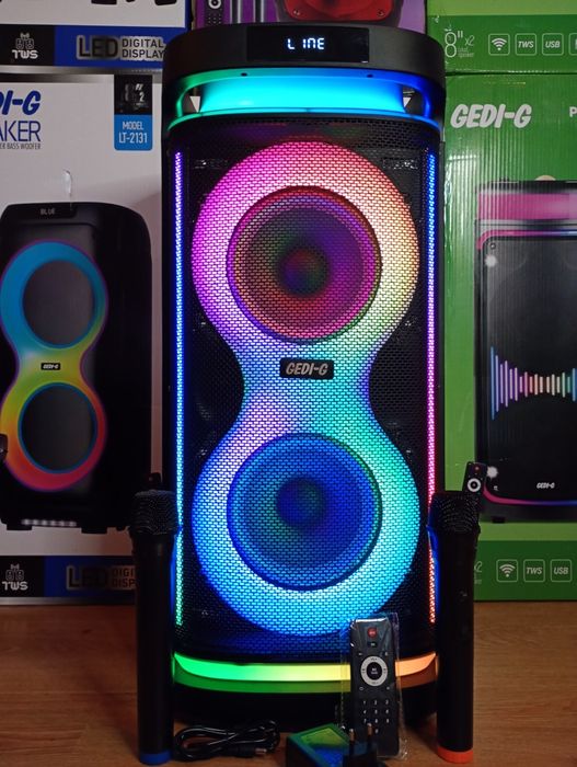 Блютуз караоке акустика Temeisheng-38D(SD,USB,FM)пультДУ, 2микрофона