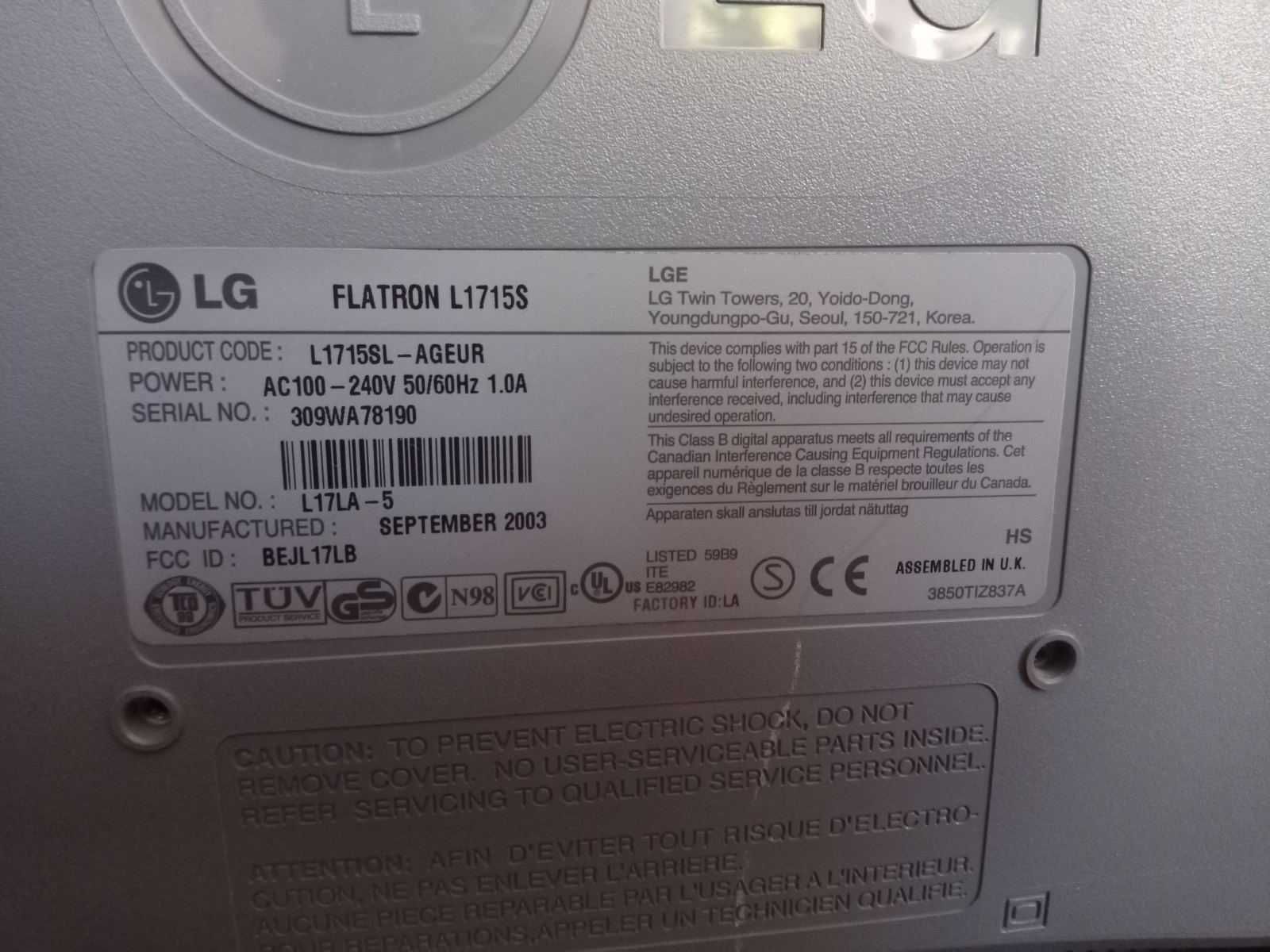 Монітор LG Flatron L1715S