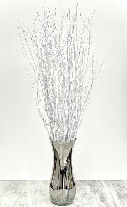 Декоративні покрашені гілки для вази біло-сірий колір, 73 см для вази