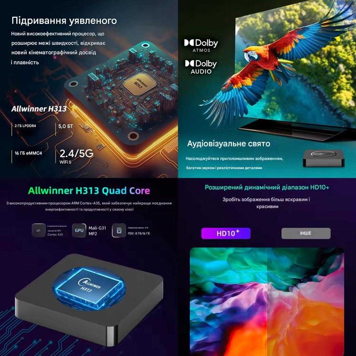 Смарт ТВ приставка Q10 4/64 Гб Android 14 TV Box - Налаштована