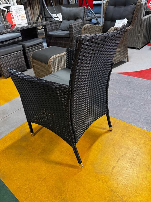 OUTLET! Komplet Krzeseł Ogrodowych Z Technorattanu Czarne Krzesła