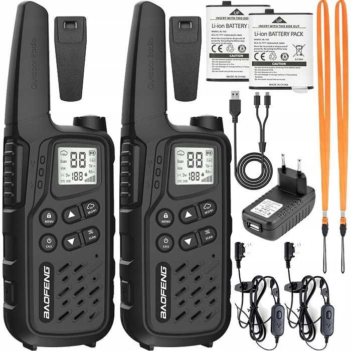 KRÓTKOFALÓWKA walkie talkie ZESRAW radiotelefon BAOFENG z latarką HIT