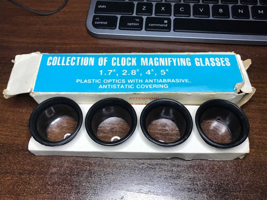 Лупи годинникаря-ювеліра СРСР. Комплект ЛЧ 1.7x, ЛЧ 2.8x, ЛЧ 4x, ЛЧ 5x