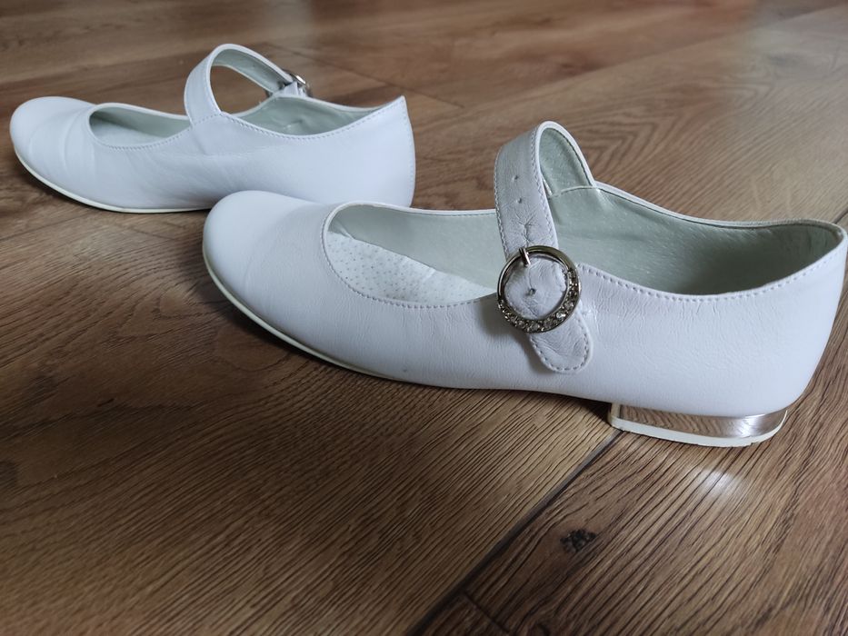 Buty białe komunia baleriny Miko 812 36,37