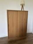 szafka komoda cabinet vintage drewniany retro z drzwiami przesuwnymi