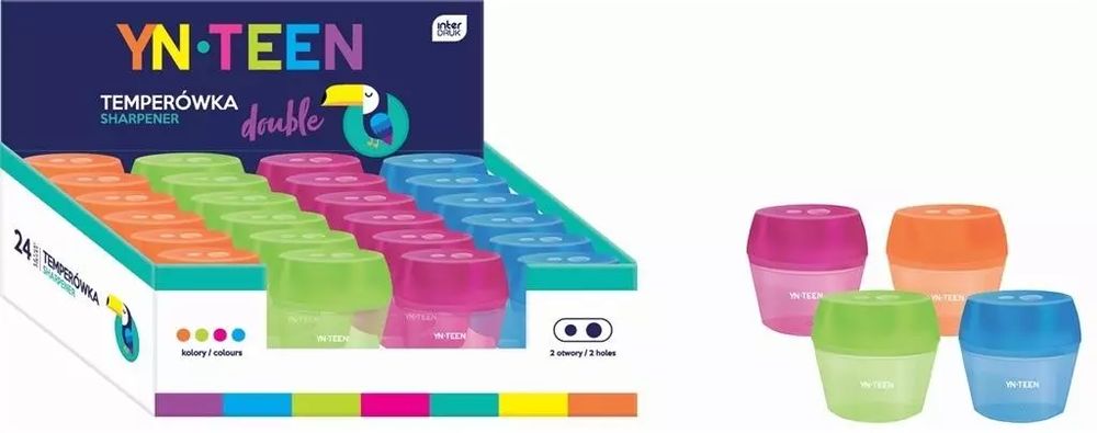 Temperówka podwójna z pojemnikiem (24szt). Interdruk