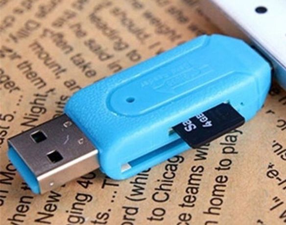 Adaptador USB para Micro USB e Leitor Cartões Novo
