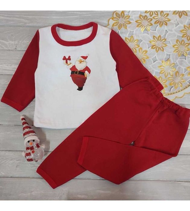 Утеплена Новорічна піжама для хлопчиків та дівчат 74-104 см з начісом