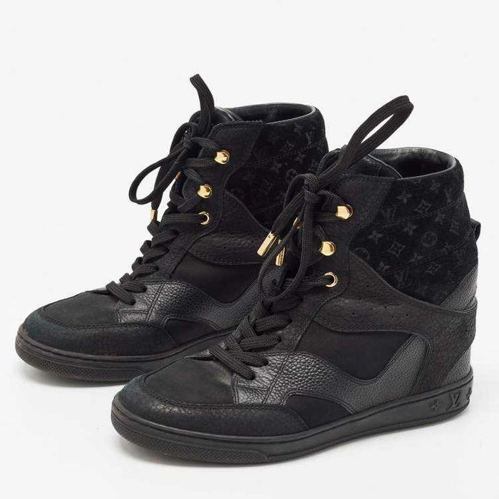 Louis Vuitton Cliff Leather High Top Wedge Sneakers skóra cielęca 37,5