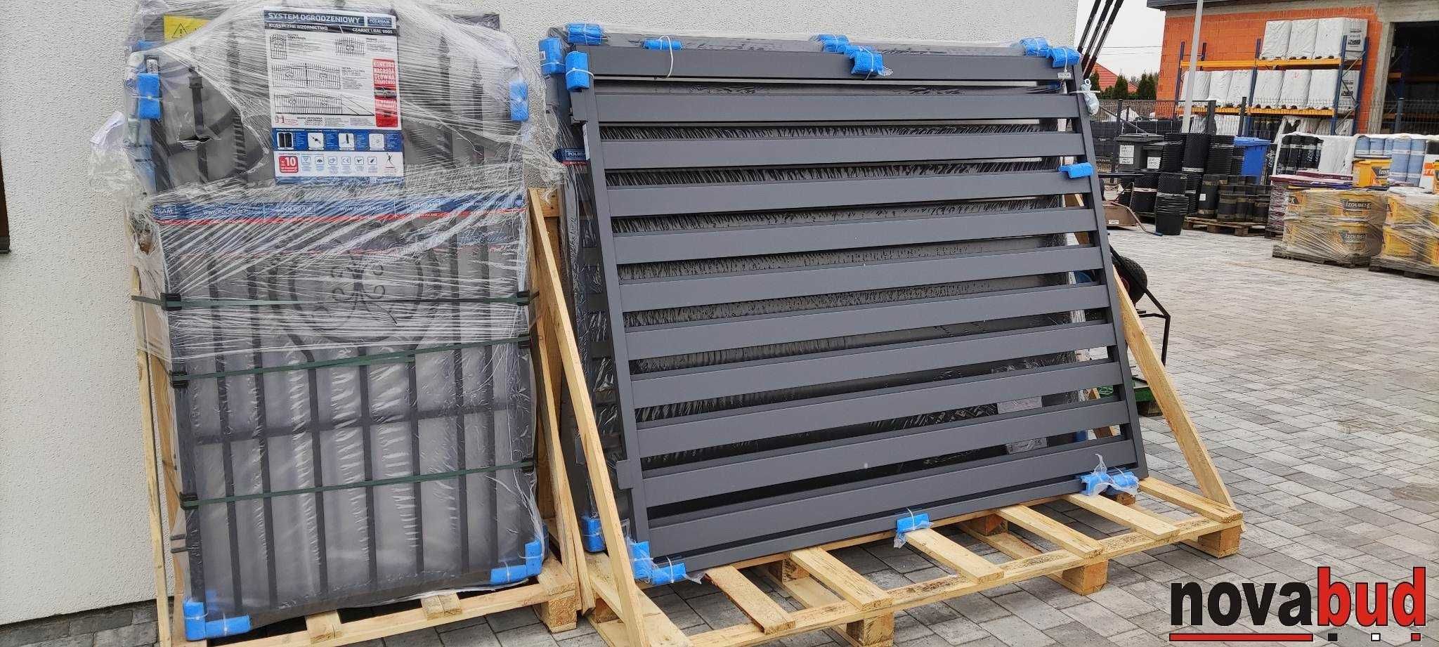 Brama dwuskrzydłowa palisadowa antracyt grafit 4m z furtką komplet