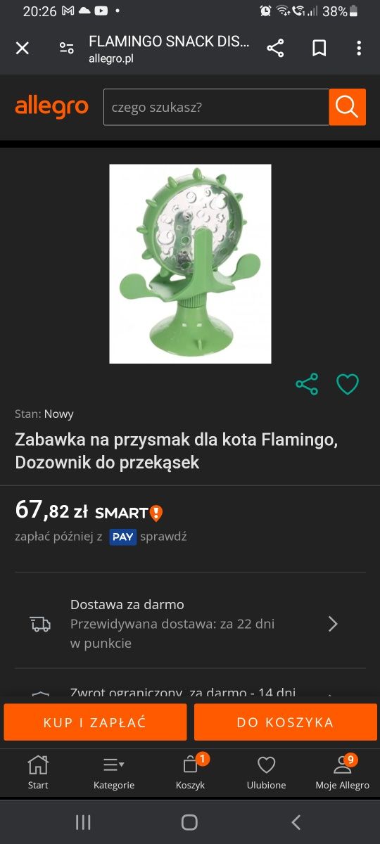 Zabawka dla kota dozownik przysmaków Flamingo Snack Dispenser