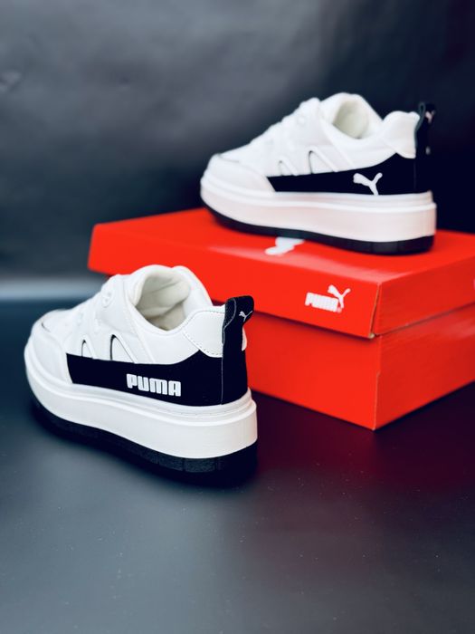 Осенние кросовки Пума белые на толстой подошве / красовки Puma