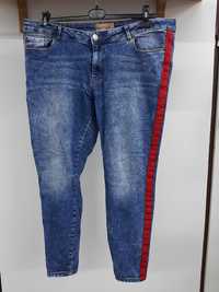 Spodnie dżinsowe Janina Skinny z lampasami szerokość w pasie 51-59 cm