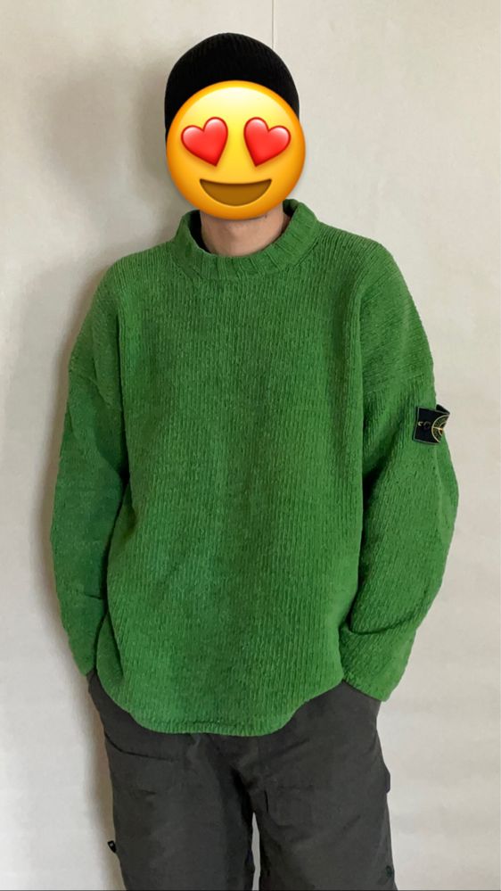 100% authentic Stone island vintage velur knit sweater
