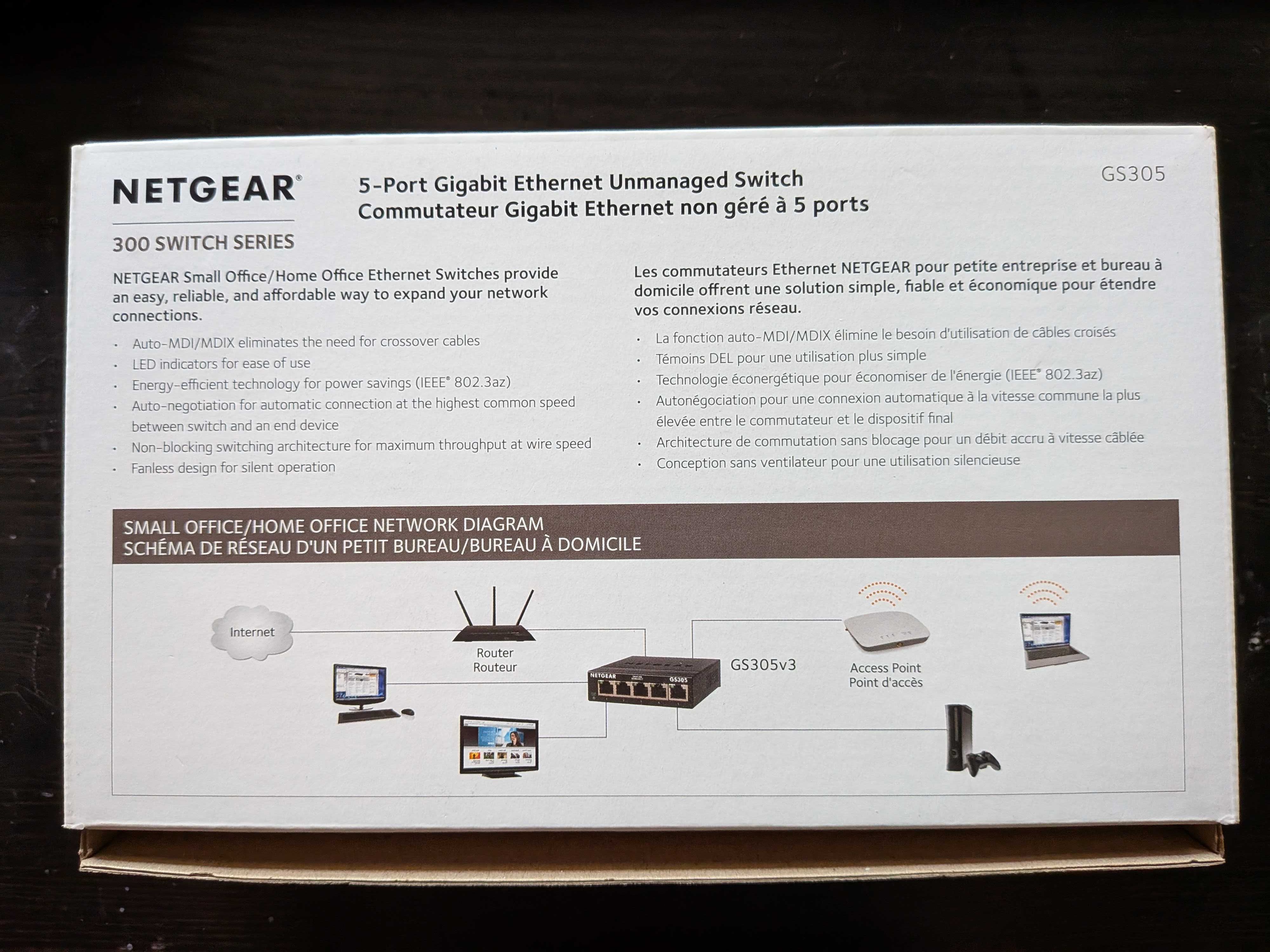 Switch/hub Netgear GS305 de metal