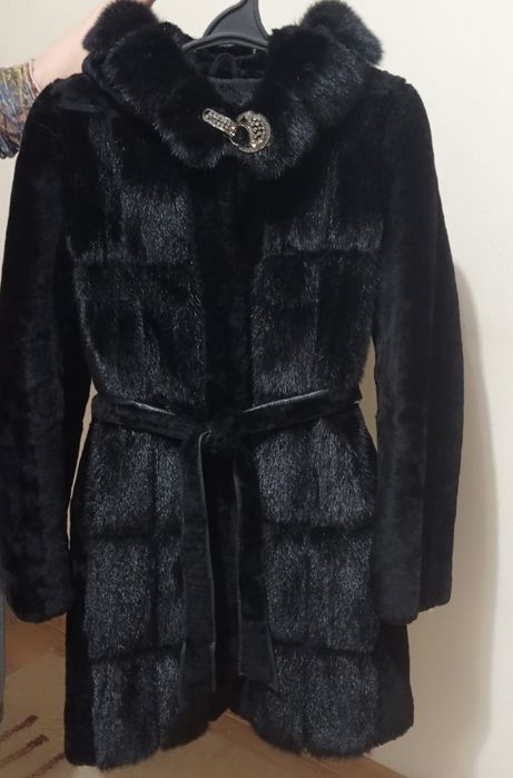 Шуба из натурального меха норки и мутона