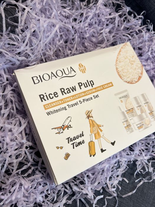 набір догляду за шкірою BIOAQUA Rice Raw Pulp 5-Piece Set.