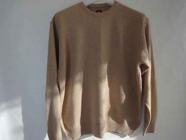 idealny beżowo – camelowy wełniany sweter - nowy, firmy Lee Cooper XL