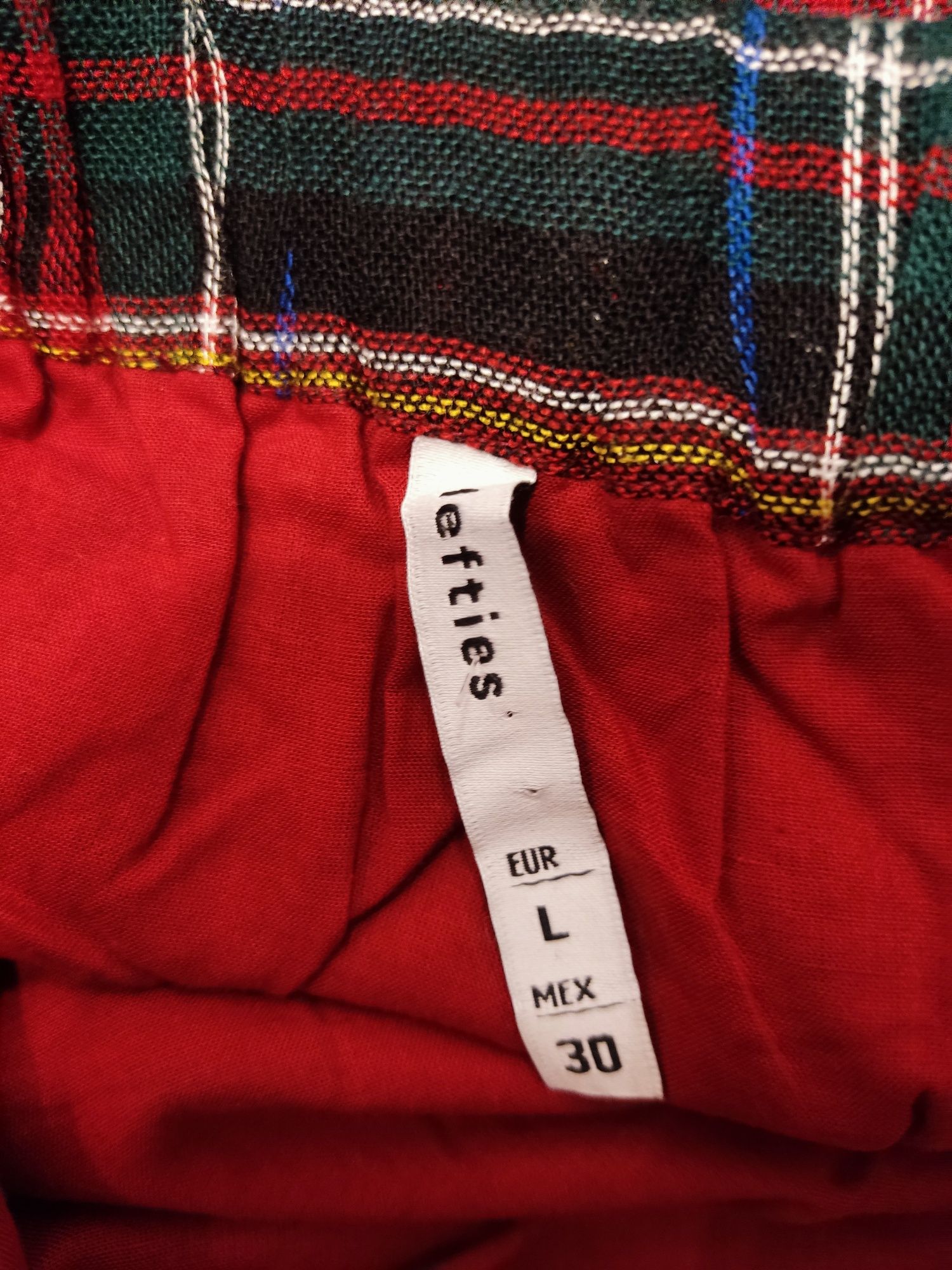 Spódnica mini w kratkę L 40 świąteczna spódniczka czerwona na gumce