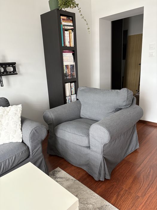 Kanapa + 2 fotele + podnóżek EKTORP IKEA ciemny szary