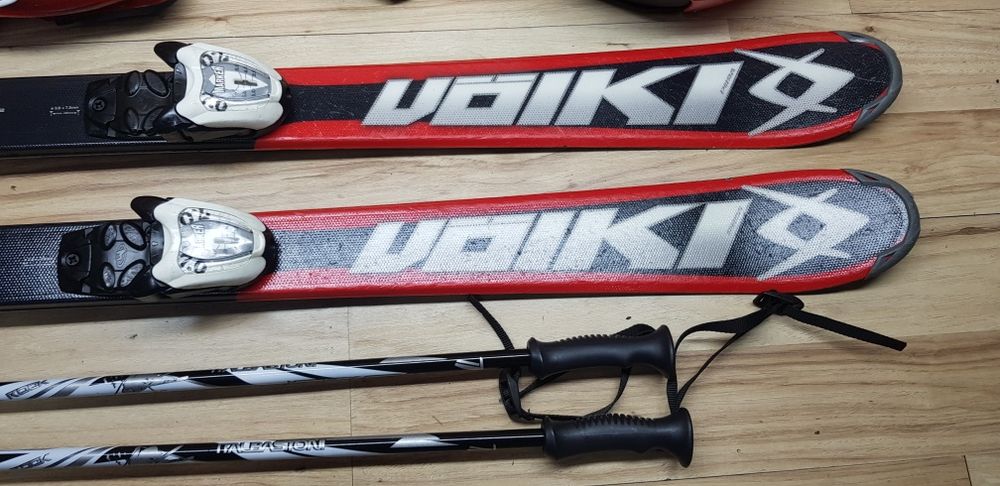 Komplet Narty 130 cm VOLKL Buty roz 38.5 Kijki Kask Gogle