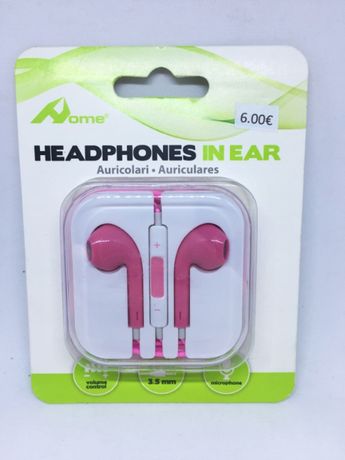 Auriculares Cor-de-rosa com microfone integrado - Jack 3.5mm - NOVO