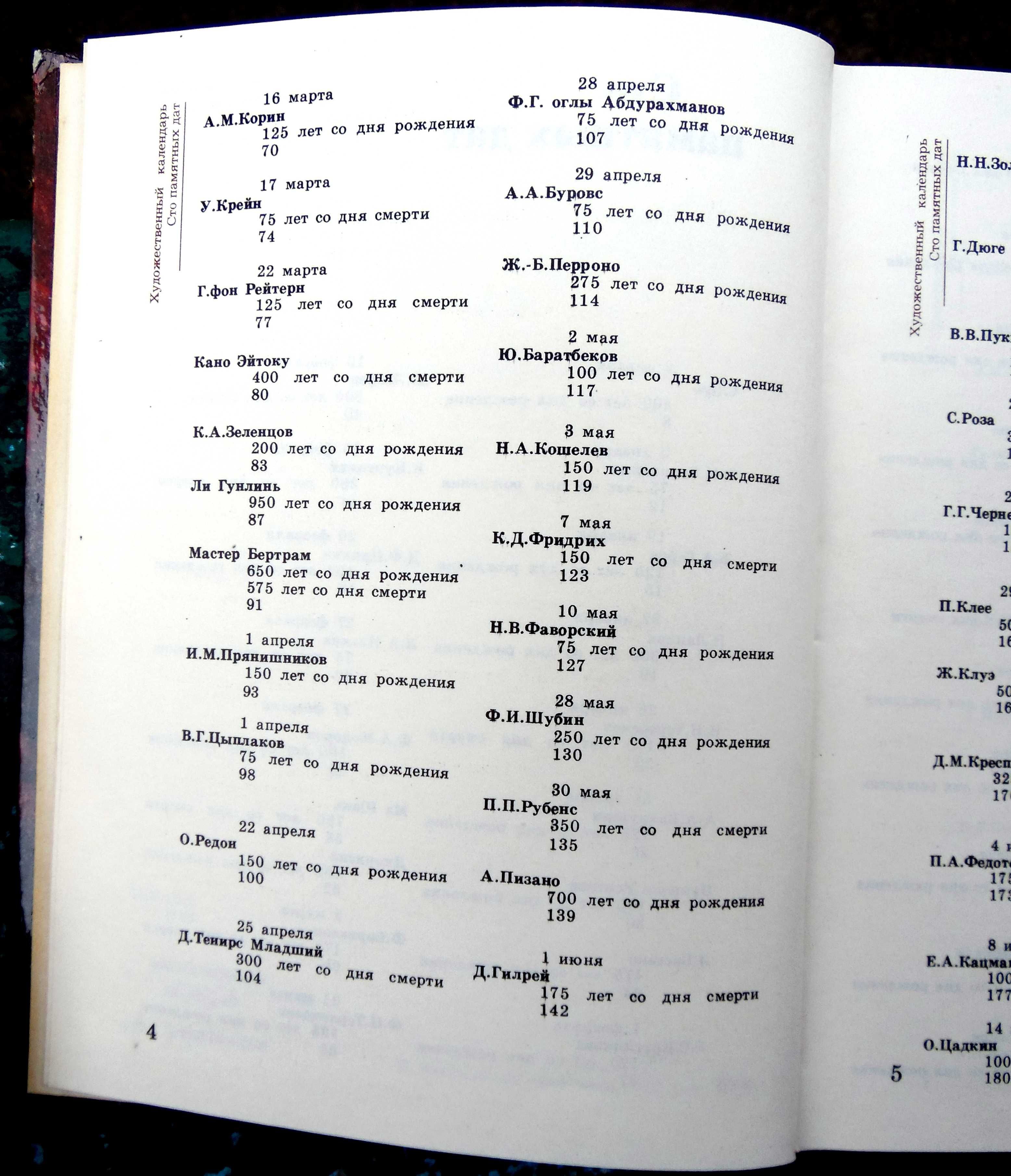 "Сто памятных дат. 1990." Художественный календарь.