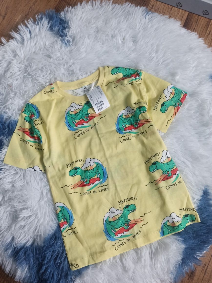 Koszulka H&M 110/116 dinozaury Nowa z metką t-shirt
