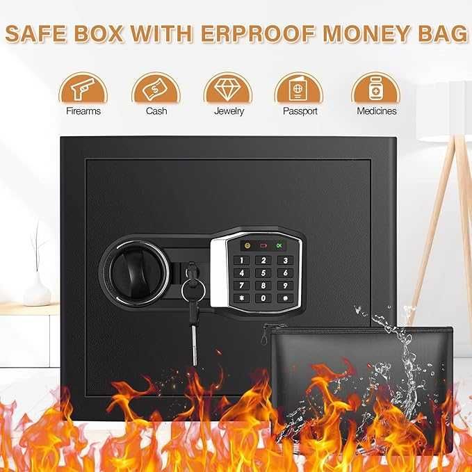 Sejf 30 l, ognioodporny do domu, elektryczny sejf 31x37x 30cm NOWY
