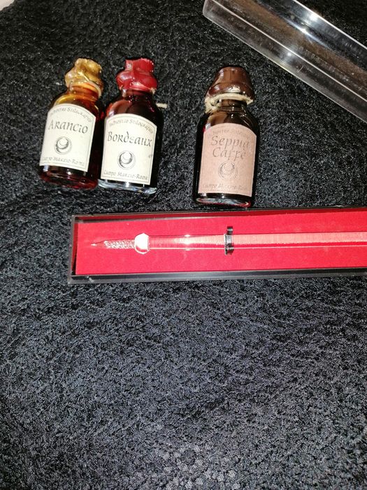 Caneta de Vidro e 3 tinteiros, NOVOS, para coleccionadores