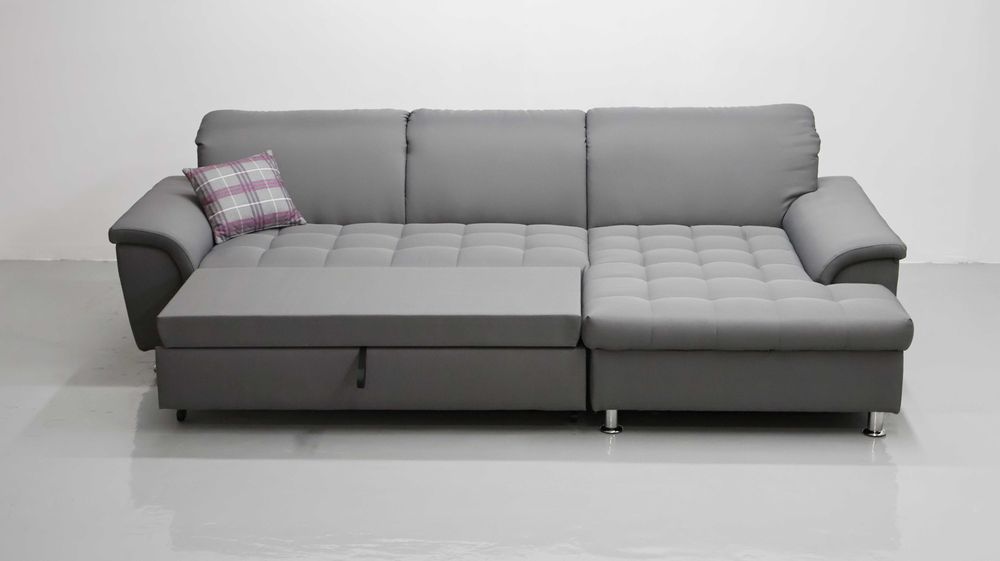 TIX Narożnik funkcja spania szara tkanina kanapa rogówka sofa oparcie