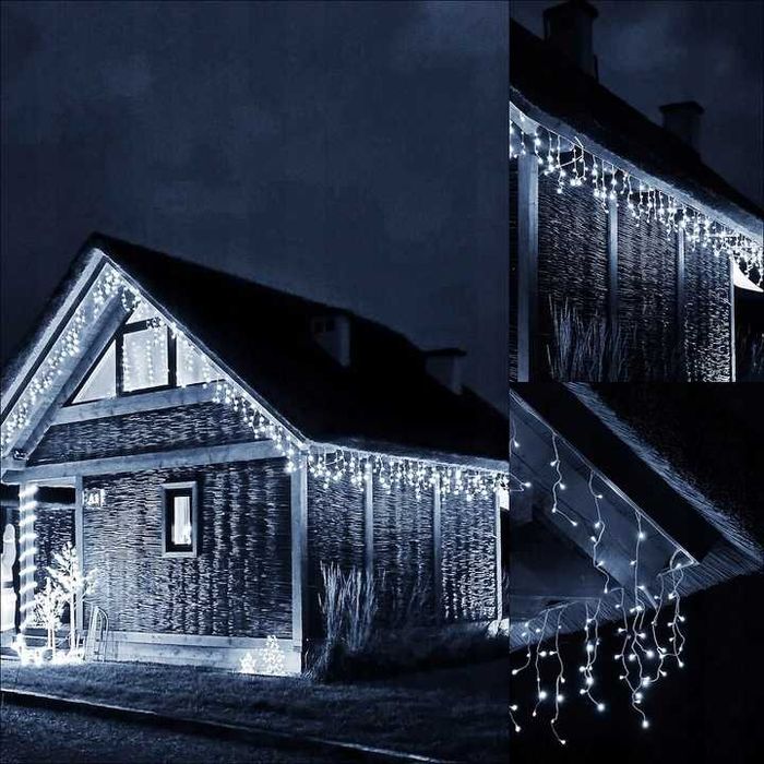 Lampki sople 500 LED białe zimne + FLASH biały ciepły 26,5m