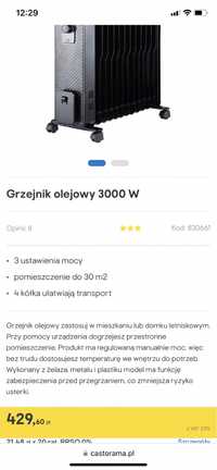 Grzejnik olejowy 3000W jak nowy