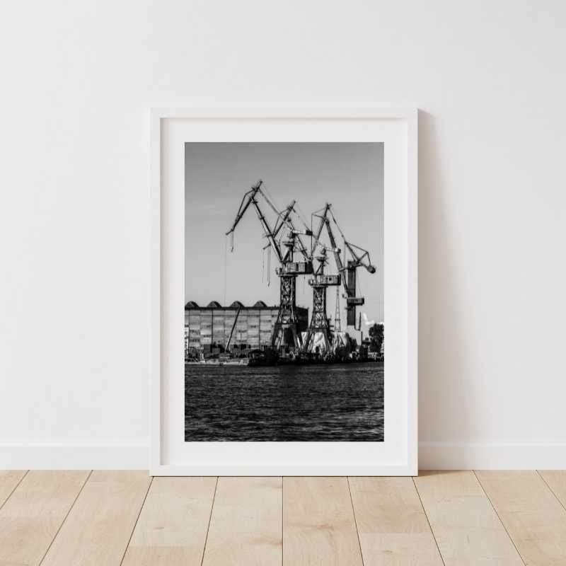 Plakat industrialny! Gdańsk stocznia port Loft skandi czarny Polska