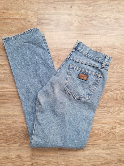 Świetne jasne jeansy Wrangler bawełna 40 proste szerokie wysoki stan