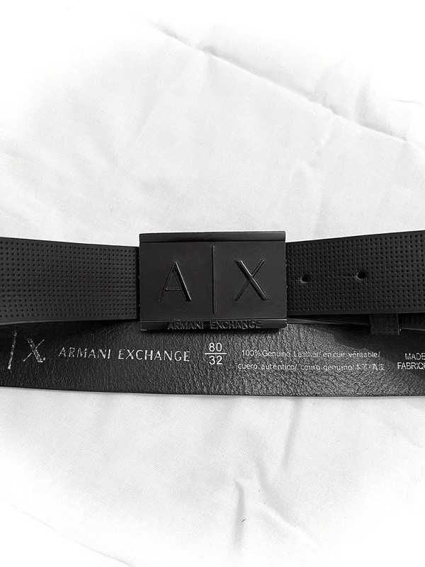 Armani Exchange AX czarny skórzany pasek 80cm