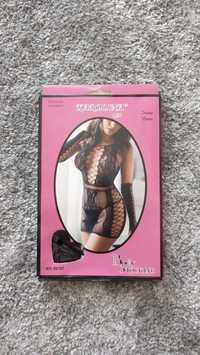 Bodystocking Karolina Lin 80157 czarny seksowna body walentynki