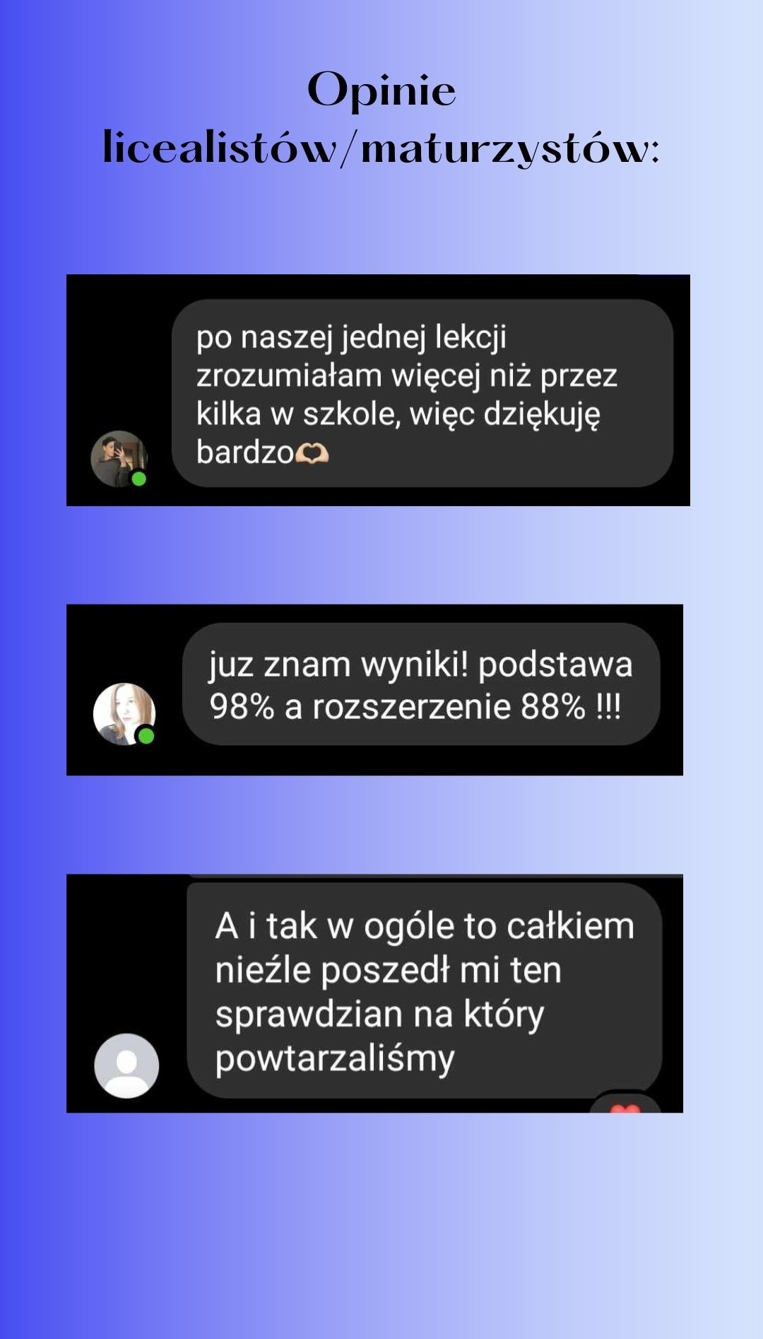 Korepetycje z matematyki, matura, studia: atmosfera, konkrety, progres